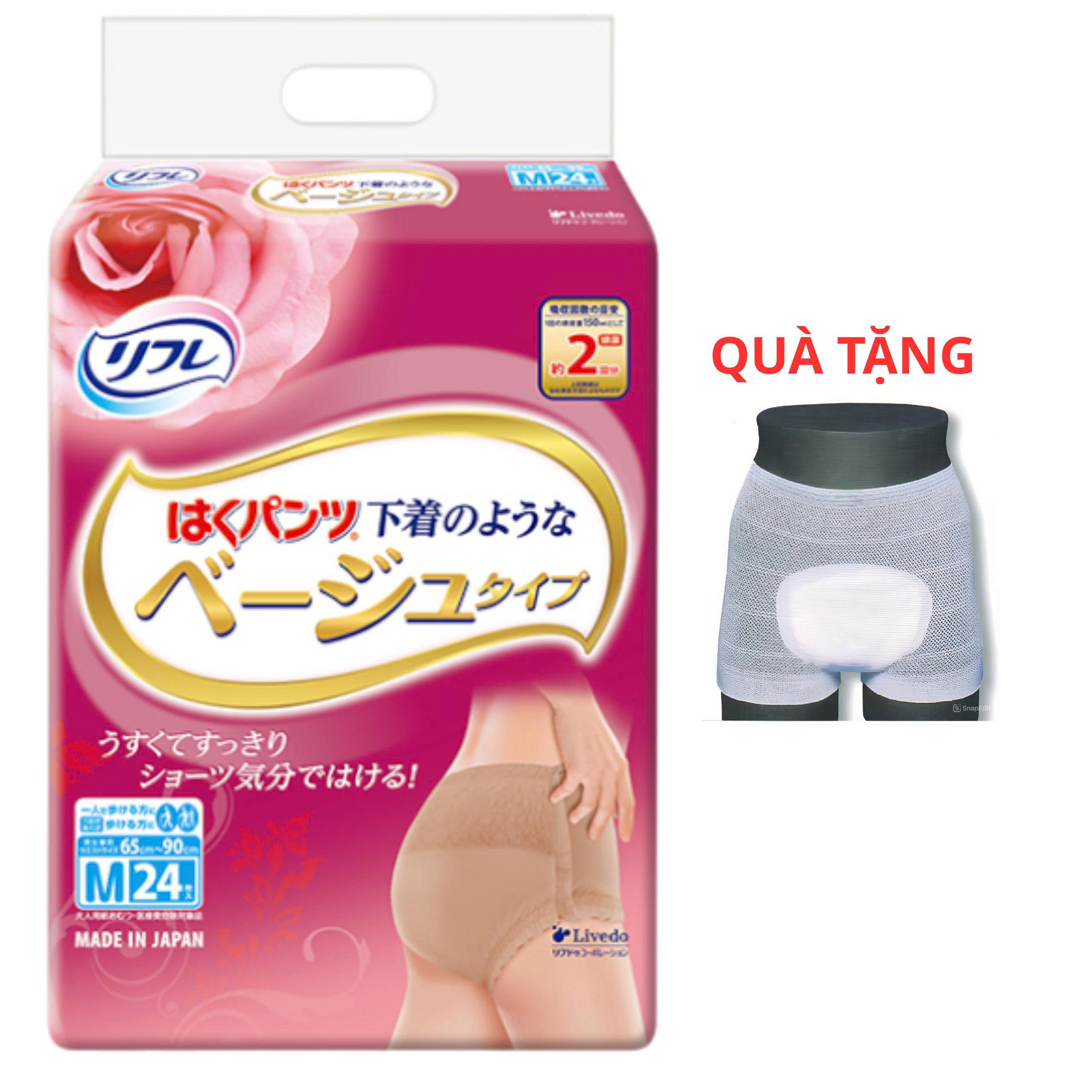 Tã - Bỉm quần người lớn Livedo size M tặng quần lót lưới ABENA