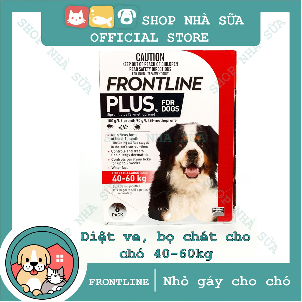 Thuốc nhỏ gáy trị ve và bọ chét trên chó 40kg - frontline plus dog - 1 tuýp 4.02ml - nông trại thú cưng
