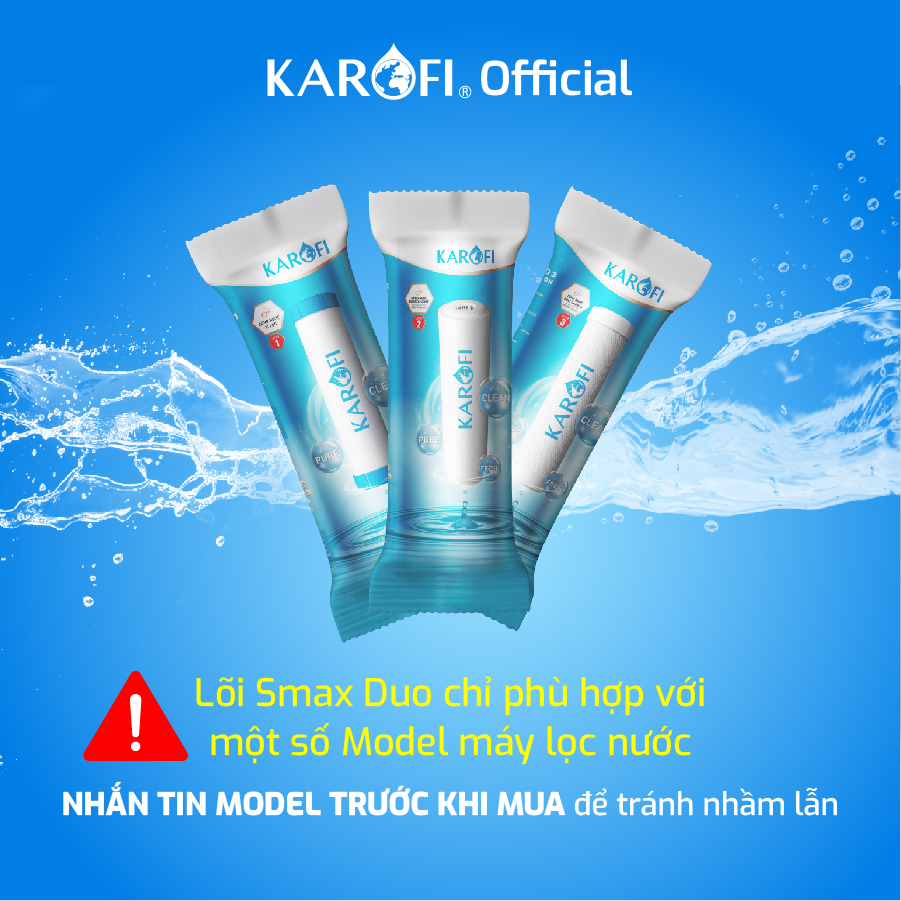 Bộ 3 lõi lọc thô công nghệ Smax Duo vi lọc, lõi số 1,2,3 chính hãng Karofi