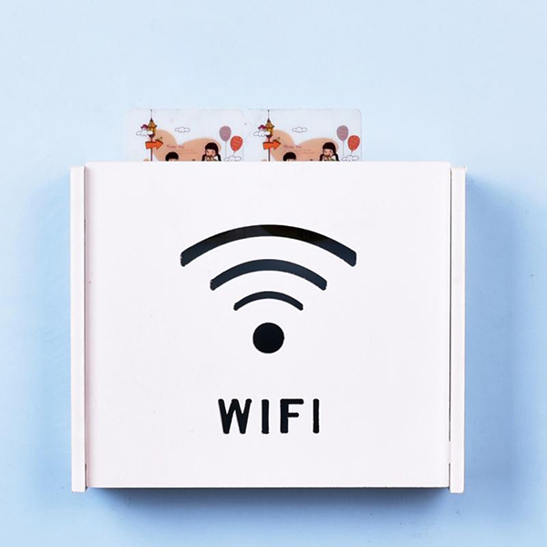 Kệ để cục wifi mini Chữ Wifi treo tường không khoan tặng kèm móc treo cường lực phù hợp với nhiều hãng wifi tplink viettel fpt totolink repeater xiaomi tenda | shop nội thất trong hẻm