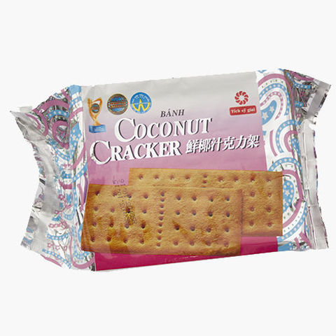 Bánh quy coconut cracker jessica® 178g / bánh quy dừa vuông bọc giấy bạc