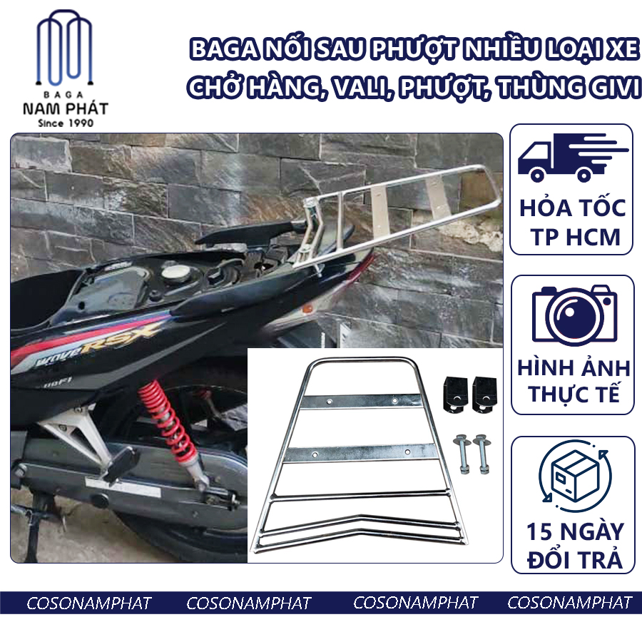 Baga Nối Sau Đi Phượt Cho Nhiều Loại Xe Máy Ba ga Gắn Thùng Givi Bara Chở Hàng Chở Đồ Paga Cho Hang phuot Nam Phát