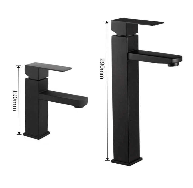 Vòi lavabo nóng lạnh màu đen vuông vắn, lắp trên bàn nổi/âm bàn