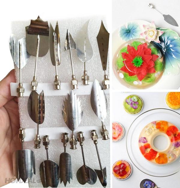 Bộ 10 Dụng Cụ Làm Thạch Rau Câu 3D Nghệ Thuật - Chất liệu: inox- Màu sắc: trắng bạc - Giúp bạn tạo ra những chiếc rau câu nghệ thuật và đẹp mắt.