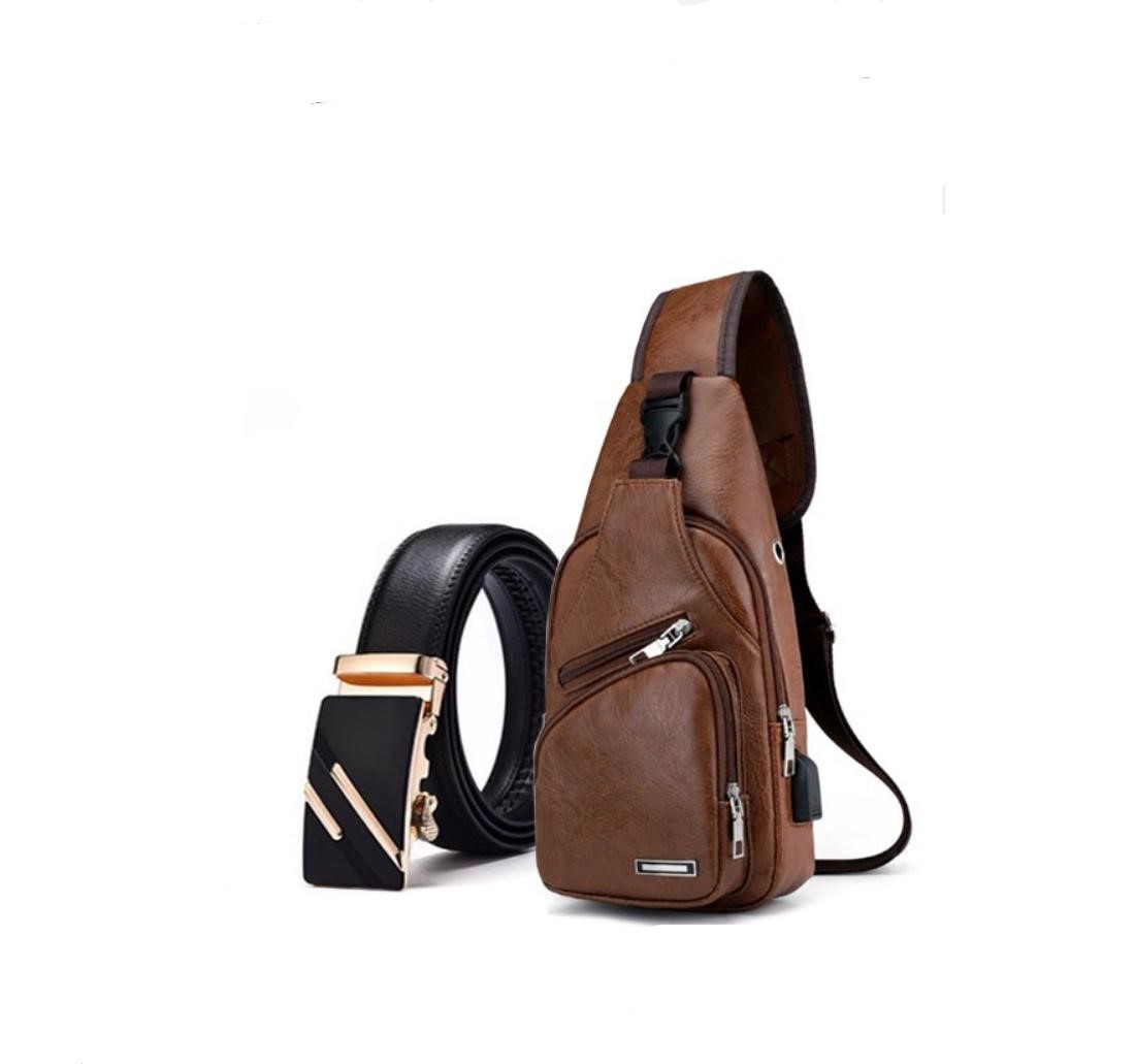 Combo Túi da đeo chéo DC194 Thắt Lưng da nam 2XV