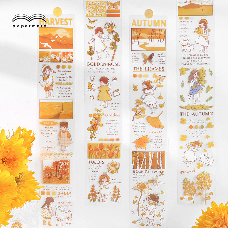 Sticker (hình dán) THU VÀNG nông trại mây trang trí sổ, album, nhật ký, lưu bút