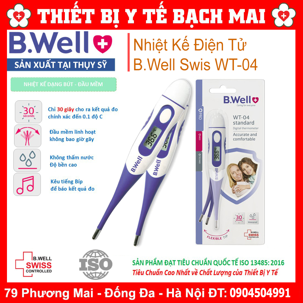 Nhiệt kế điện tử chính hãng sx tại thuỵ sĩ bwell wt-04 bảo hành trọn đời