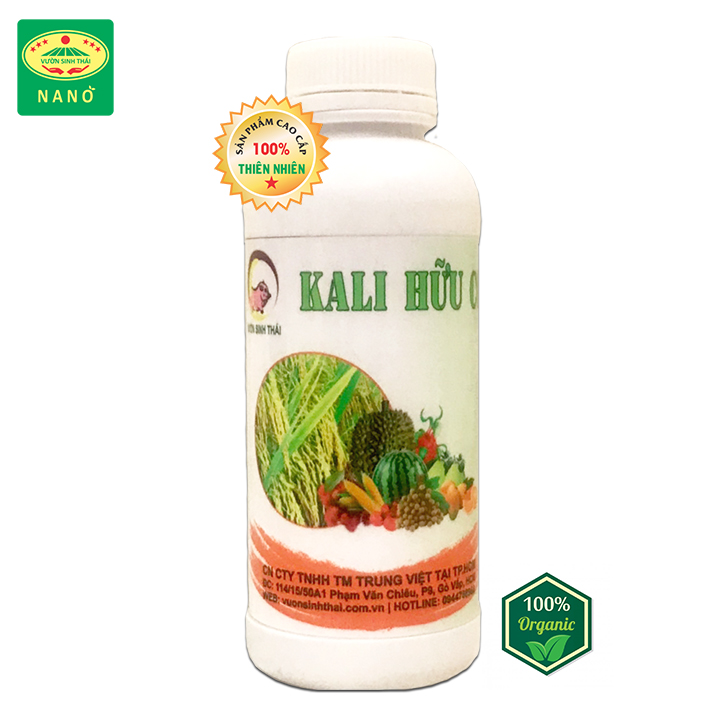 Phân bón KALI HỮU CƠ siêu đậm đặc. Củ to, hạt chắc. Trái to tròn mọng nước. Hoa tươi sắc, bền lâu. Chống rụng hoa rụng trái non. Ức chế sâu bệnh hại. Chiết xuất 100% từ Thiên Nhiên