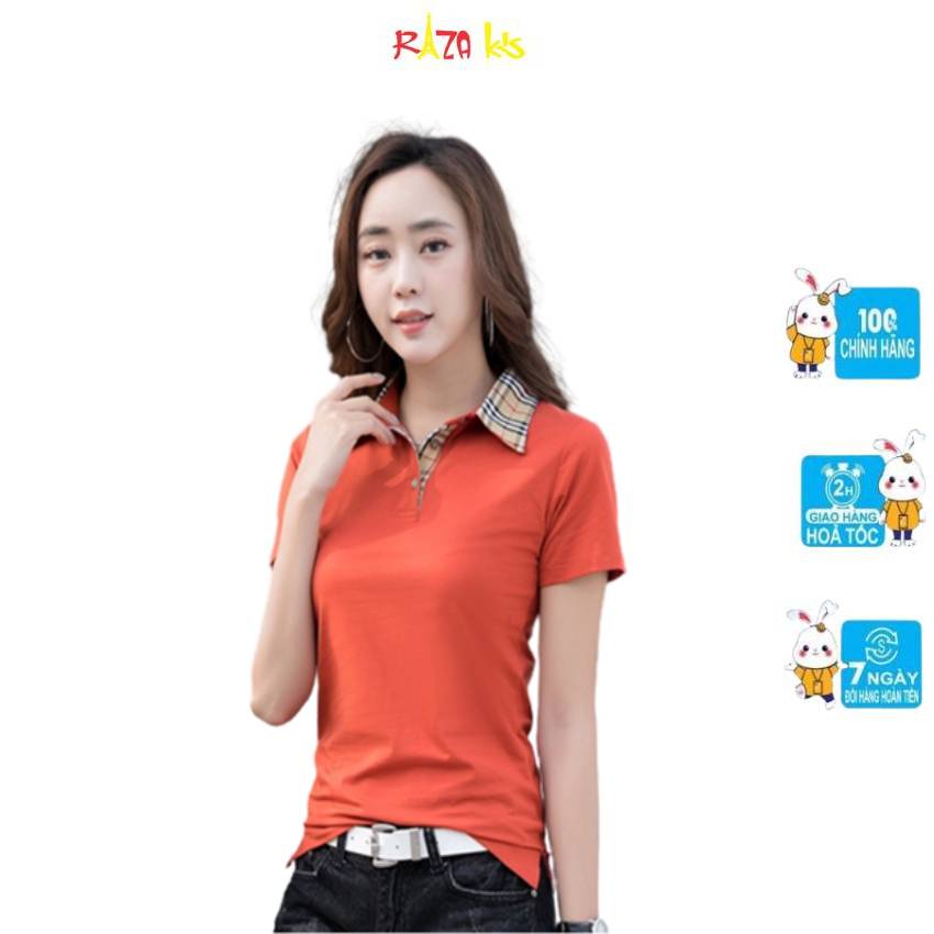 Áo polo nữ, áo thun có cổ nữ RAZA Áo phông nữ có cổ, chất thun cotton ngắn tay thấm hút tốt RZM44
