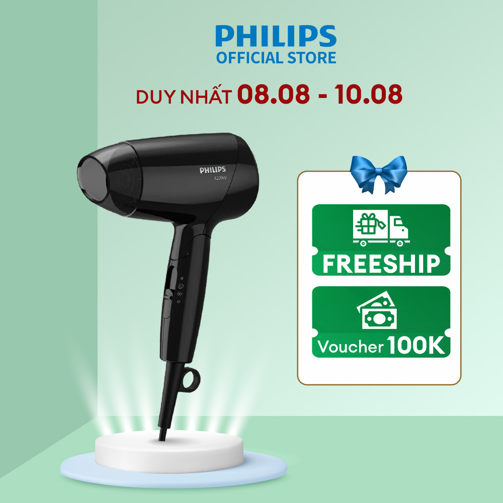 Máy sấy tóc Philips BHC010/10 - Dễ dàng chăm sóc tóc - sấy khô tóc nhanh - 3 chế độ sấy - bảo hành chính hãng 2 năm
