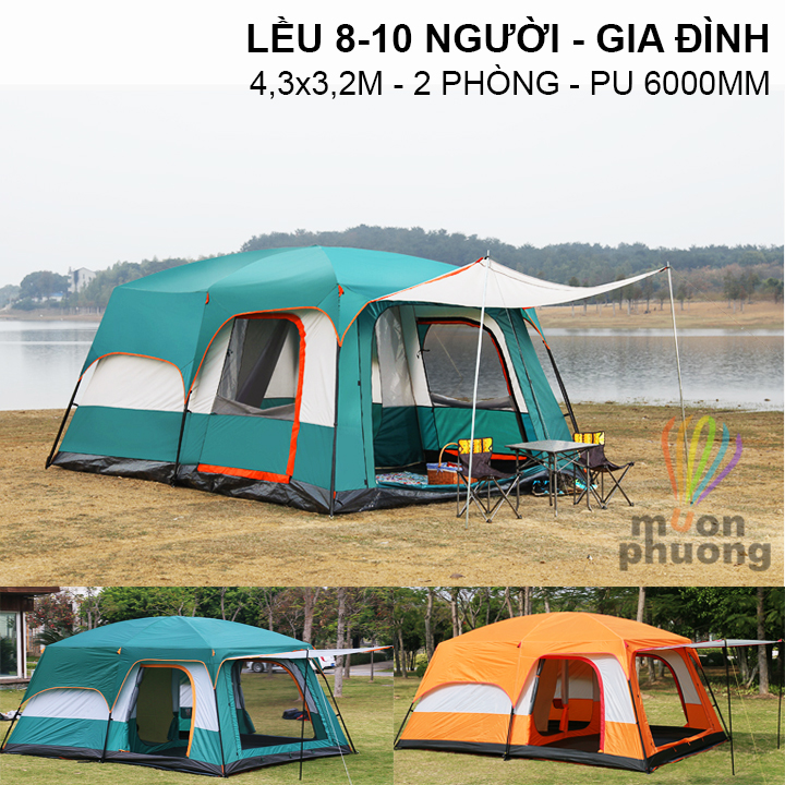 Lều 8 -10 người gia đình du lịch cắm trại dã ngoại size lớn tập thể - muôn phương shop