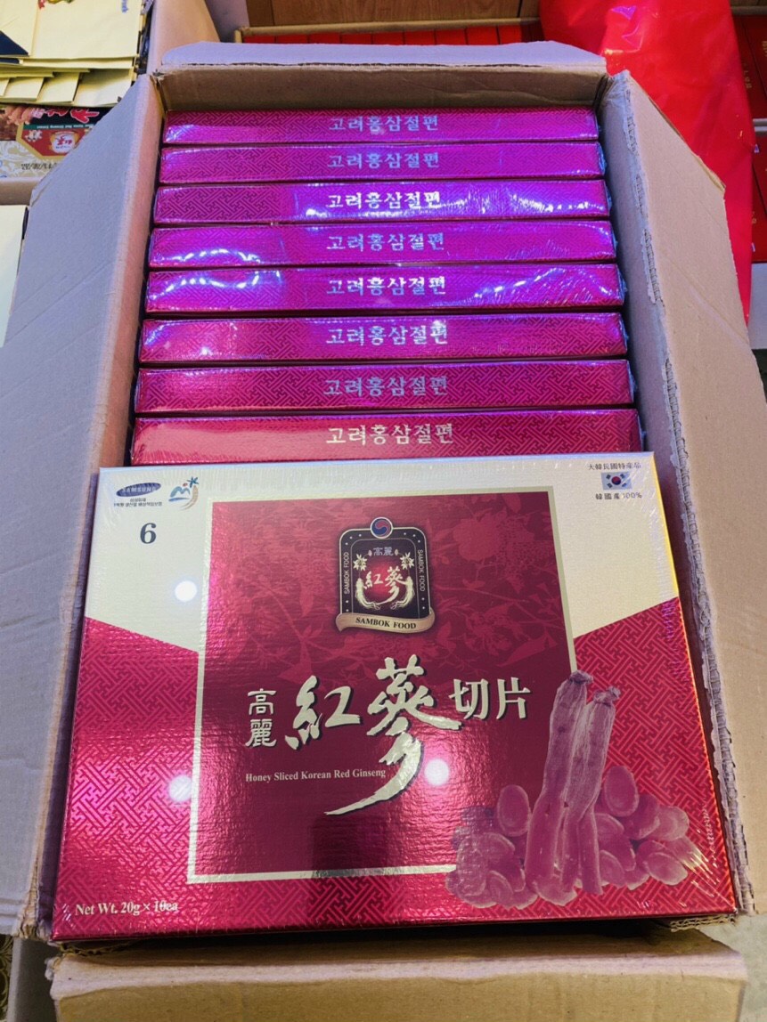 Hồng Sâm Thái Lát Tẩm Mật Ong Sambok Hàn Quốc Hộp 10 Gói x 20gr, Tăng Cường Đề Kháng Và Phòng Chống Bệnh Tật