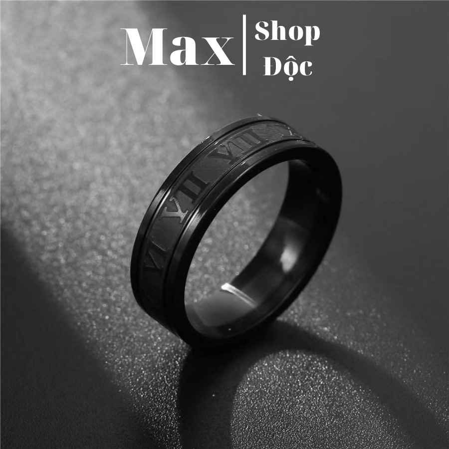 Nhẫn nam nữ màu bạc tròn la mã thời trang unisex chất liệu titan đẹp đơn giản không gỉ - nhẫn la mã maxshopdoc
