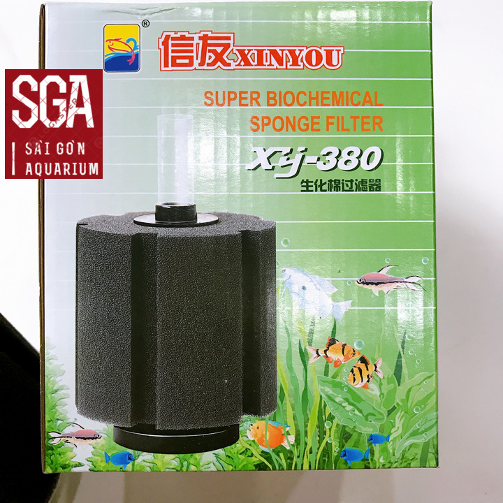 Lọc vi sinh, lọc bio, lọc mút xy-380 cho hồ cá cảnh, nơi trú ngụ của vi sinh, tặng 1m dây oxy 4ly