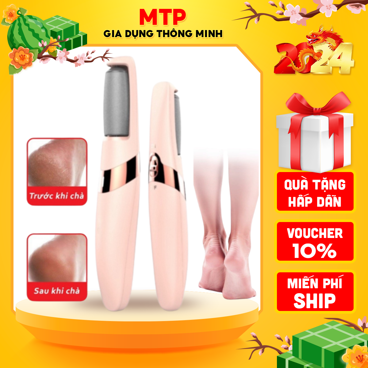 Máy chà gót chân bằng điện 2 đầu mài thay thế, Máy chà gót chân sạc điện cao cấp, Máy chà gót chân tẩy da chết