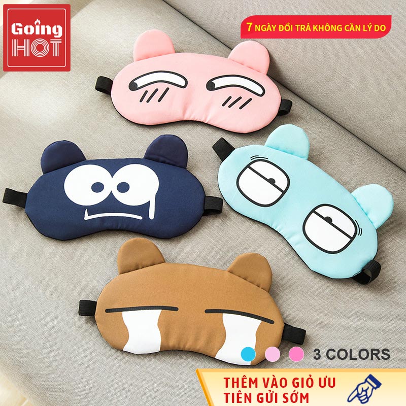 Mặt nạ mắt hoạt hình đơn giản che nắng và thoáng khí, mặt nạ ngủ cho mắt chườm lạnh và nóng, bao gồm túi đá, chườm lạnh hoặc chườm nóng