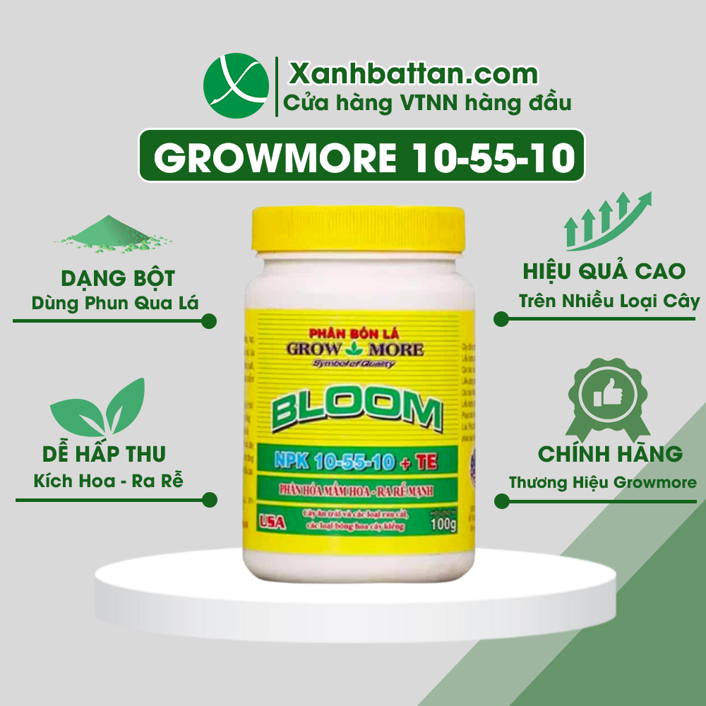 Phân Bón Kích Ra Hoa Cho Lan Growmore Bloom 10-55-10 Lọ 100 Gram