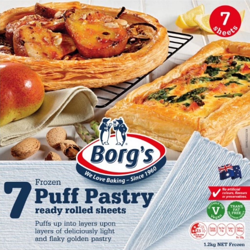 Bánh Ngàn Lớp Puff Pastry Borg's 1.2kg*7/ Borg's Puff Pastry 7 Rolled Sheets 1.2kg - Úc
