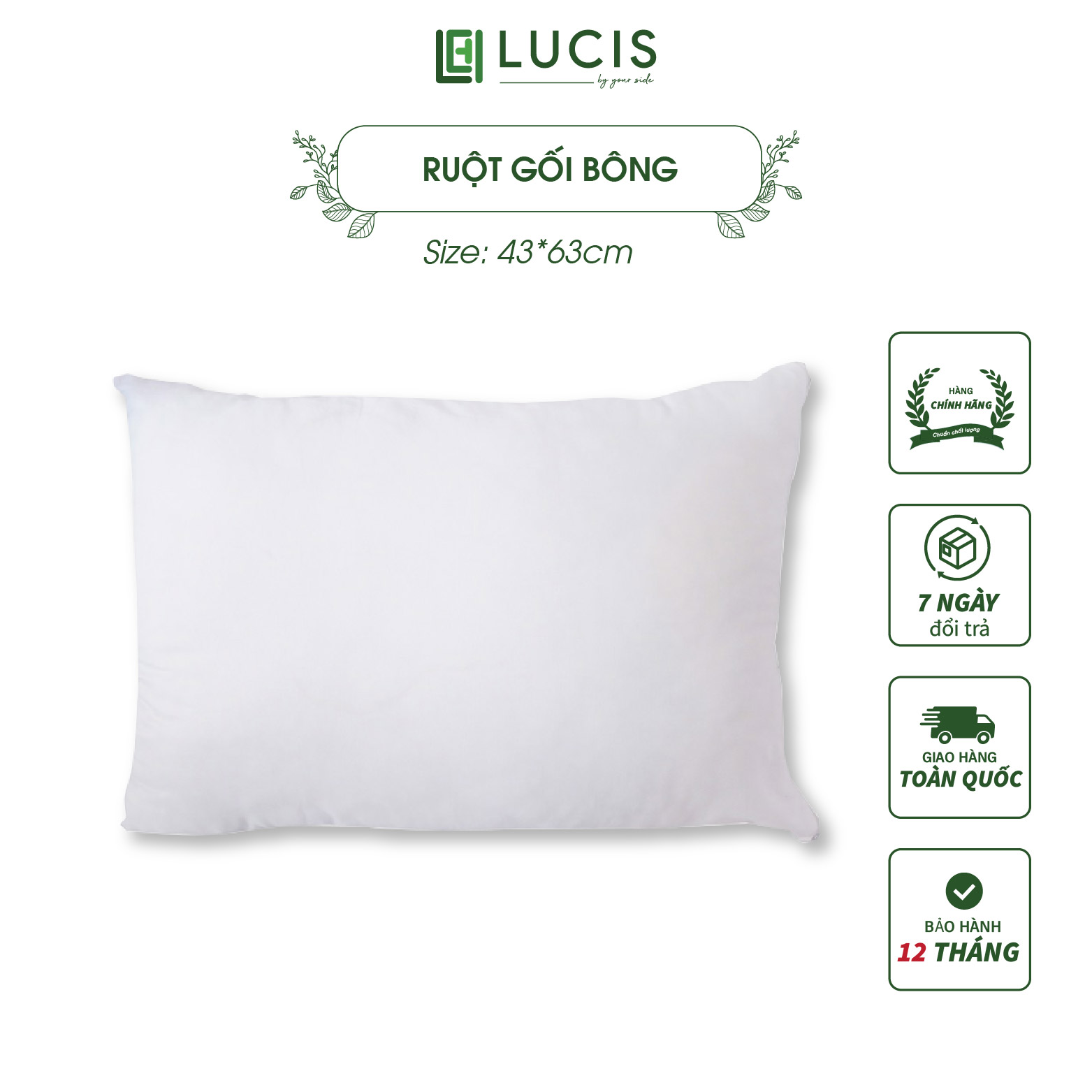 Ruột gối LUCIS tựa lưng, nằm, gối hơi - Ruột gối bông trang trí sofa, phòng ngủ cao cấp Decor