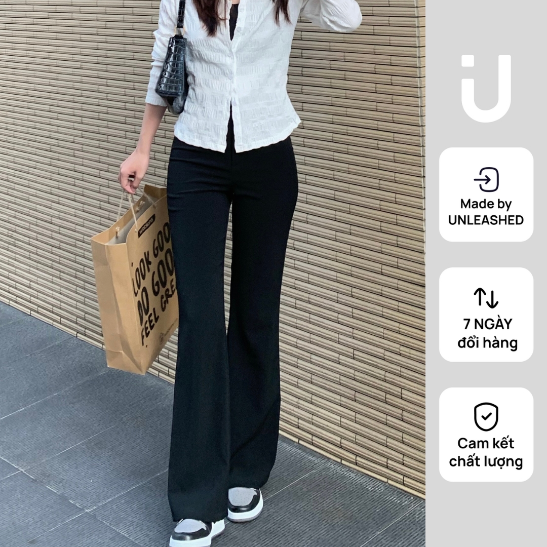 Quần ống loe lưng cạp cao chất liệu mềm mại ống quần dài tôn dáng Unleashedvn JANE pants