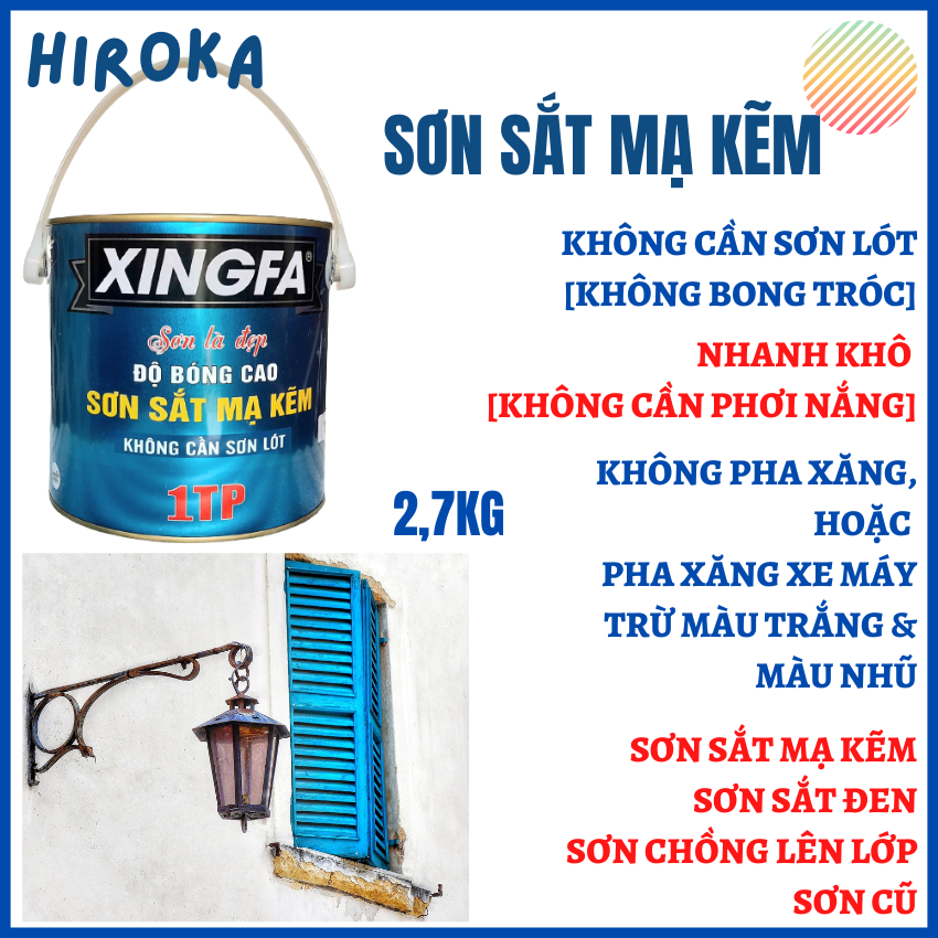 Sơn sắt mạ kẽm 1 tp, sơn gỗ bê tông sắt thép nhựa, không cần lót, không bong tróc, nhanh khô bền màu đẹp - xingfa