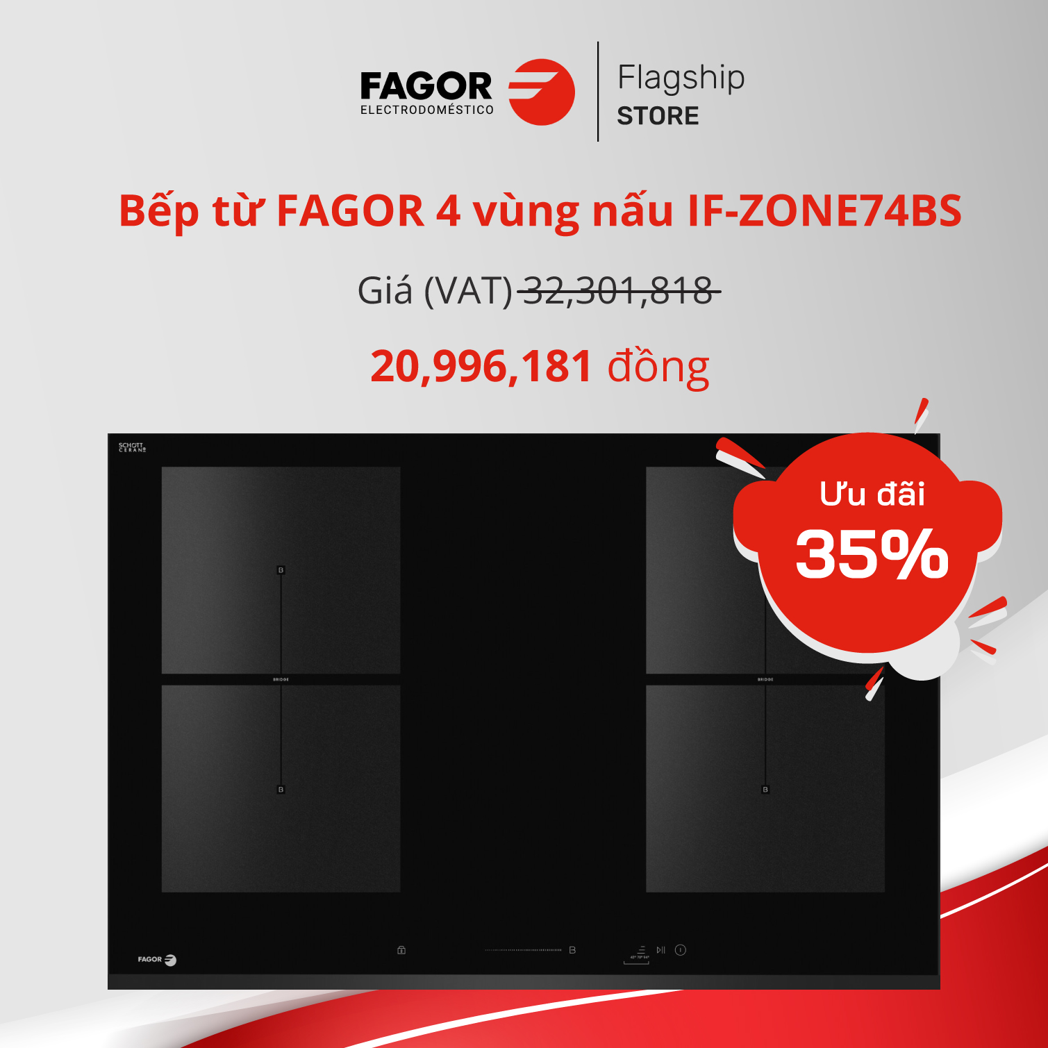 Bếp từ FAGOR 4 vùng nấu IF-ZONE74BS