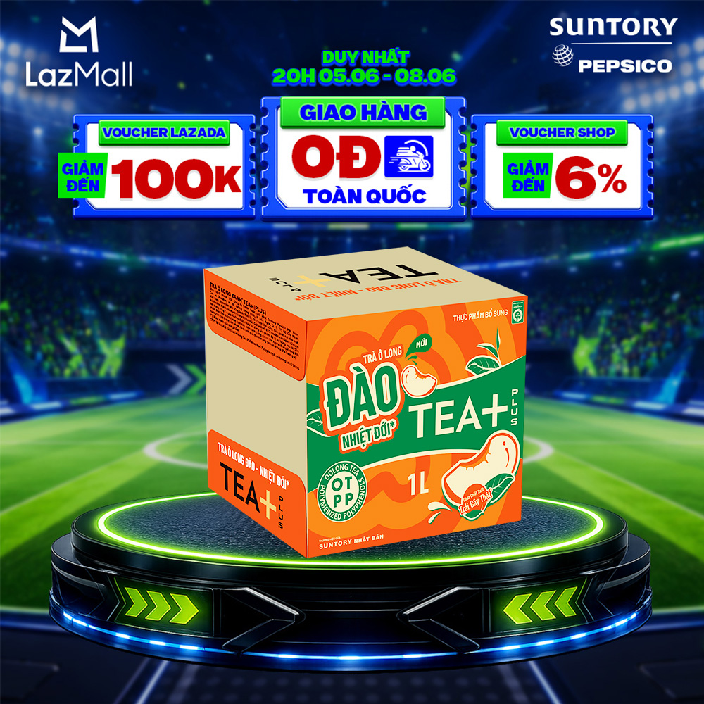 [SALE 6.6] Thùng 12 Chai Trà Ô Long Tea+ Đào Trái Cây Nhiệt Đới (1L/chai)