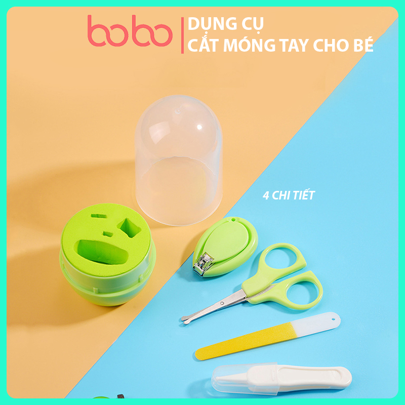 Bộ dụng cụ bấm móng tay chân cho bé 4 chi tiết vỏ hình thú cực đáng yêu BOBOKIDS Bộ Cắt Móng Tay Cho Bé Bấm Móng Kéo Cắt Nhíp Mũi Dũa Móng Sắc BénTiện Lợi - bộ cắt móng cho bé kéo cắt móng tay cho bé
