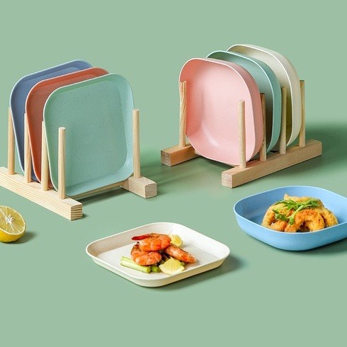 Set 8 Đĩa lúa mạch nhiều màu, Đĩa nhựa cao cấp chất liệu nhựa an toàn