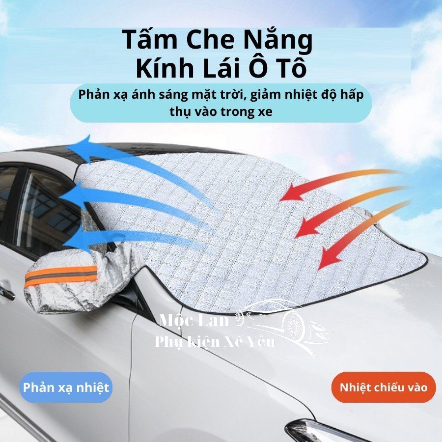 Bạt Phủ Che Nắng Chống Nóng Kính Lái Ô Tô Xe Hơi 4 Lớp Tráng Bạc Cao Cấp Loại Tốt (phiên bản mới 2023 có 9 nam châm hút)