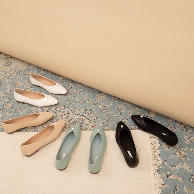 Giày Bệt Búp Bê Da Mũi Nhọn Đính Trai Better Shoes- 120420001