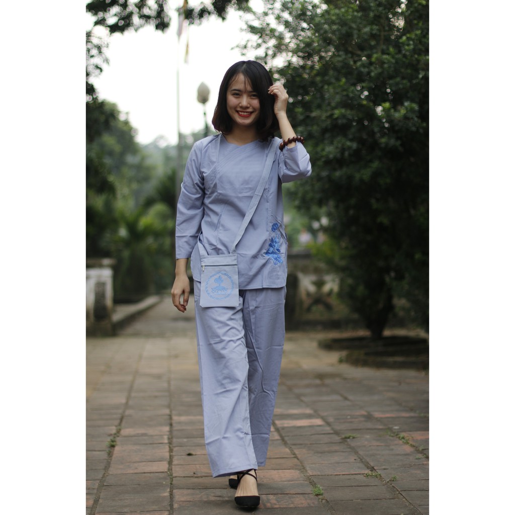 Áo lam đi chùa - bộ vạt bầu