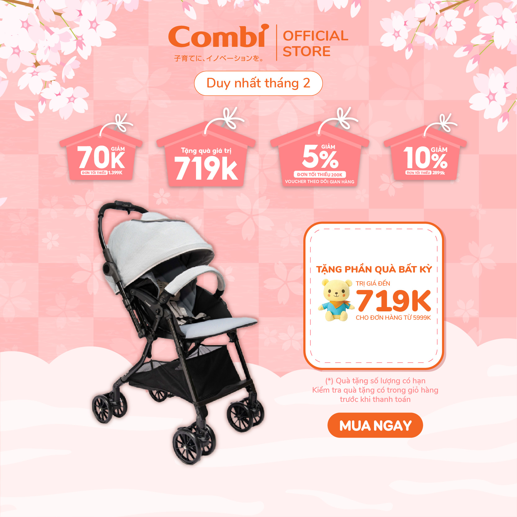 Xe đẩy COMBI Handy 4Cas Compact - Đảo chiều tay cầm - Màu Xanh