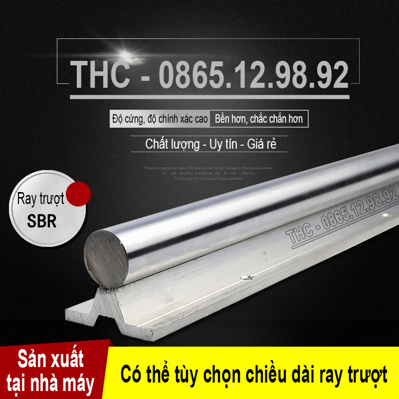 Thanh Ray Trượt Tròn Có Đế SBR Phi 20mm Dài 1,5 Mét