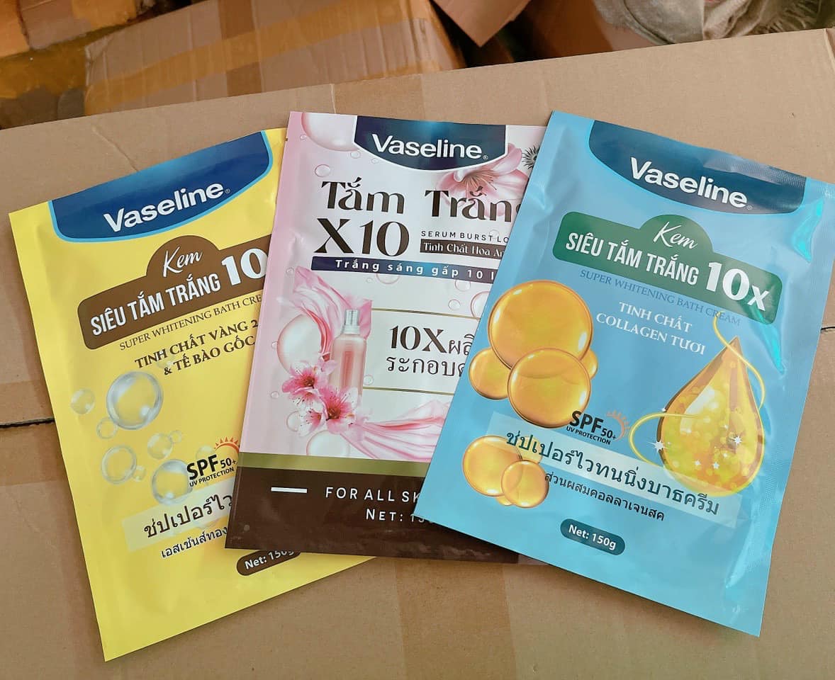 Tắm trắng Vaseline bao bật tone