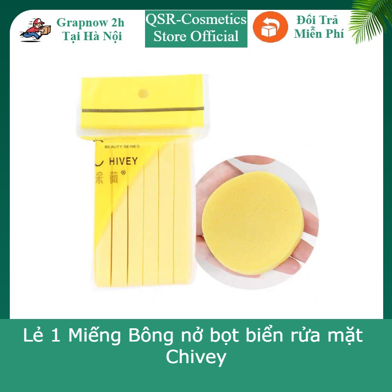 Lẻ 1 miếng bông nở bọt biển rửa mặt chivey
