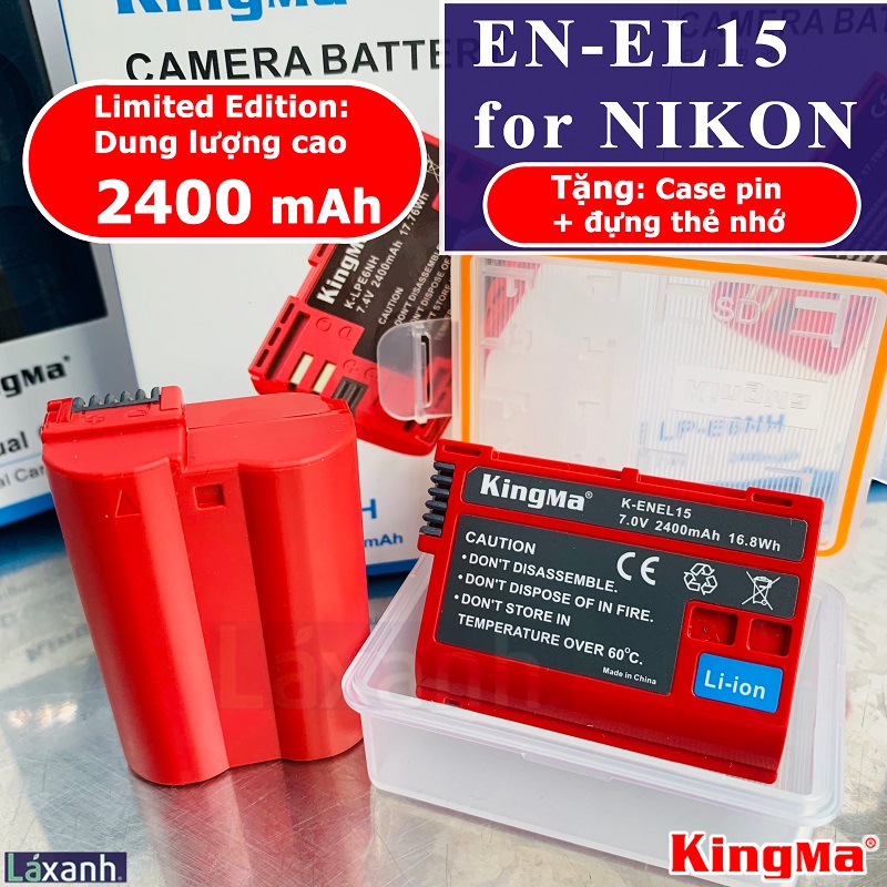 EN-EL15 A/B/C DLC 2400mAh NIKON | Pin và Sạc máy ảnh chính hãng KINGMA cho Nikon EN-EL15 EL15 EL15A EL15C cho Nikon Z5 Z6 Z7 D810 D800 D700 D600 D500 V1 D610 D750 D780 D850 D7000 D7100 D7200 D7500