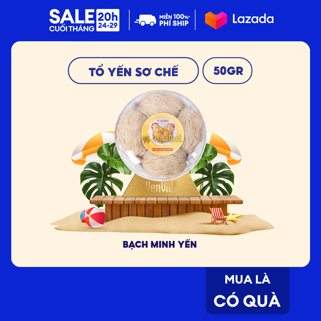 Yến Việt - Tổ yến sơ chế thượng hạng, yến sào thiên nhiên, ít lông, rút lông định hình, tỷ lệ sợi 85%, hộp 50g, 100g - Bạch Minh Yến