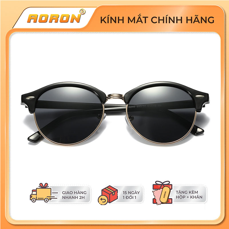 Kính thời trang nam nữ, kính mắt gọng tròn nam nữ, kính chống ánh sáng xanh thời trang cao cấp - ak004 - aoron