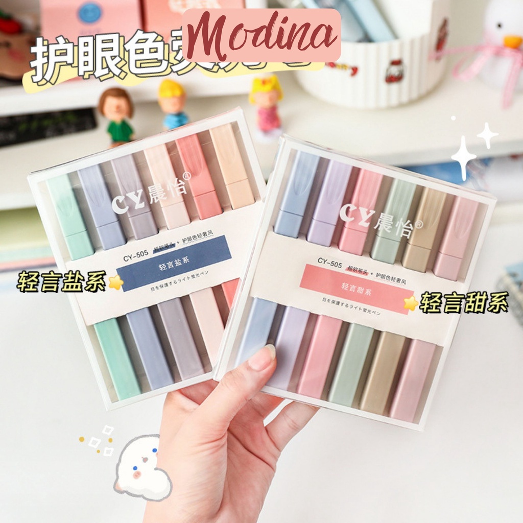 Set 6 bút highlight pastel hàn quốc, bút nhớ nhiều màu siêu nhiều mực