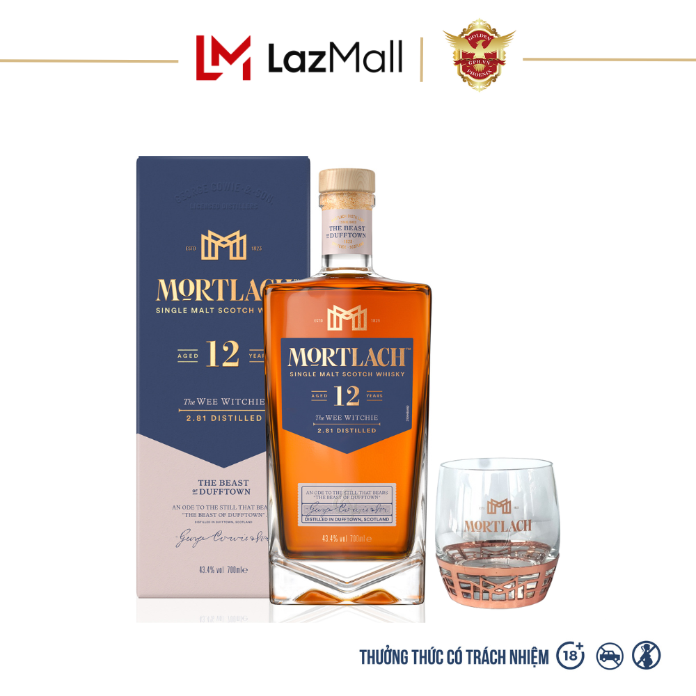 Combo Rượu Mortlach Aged 12 Years Single Malt Scotch Whisky 43.4% 700ml [Kèm Hộp] - Rượu Whisky Mạch Nha Đơn,Hương Vị Trái Cây
