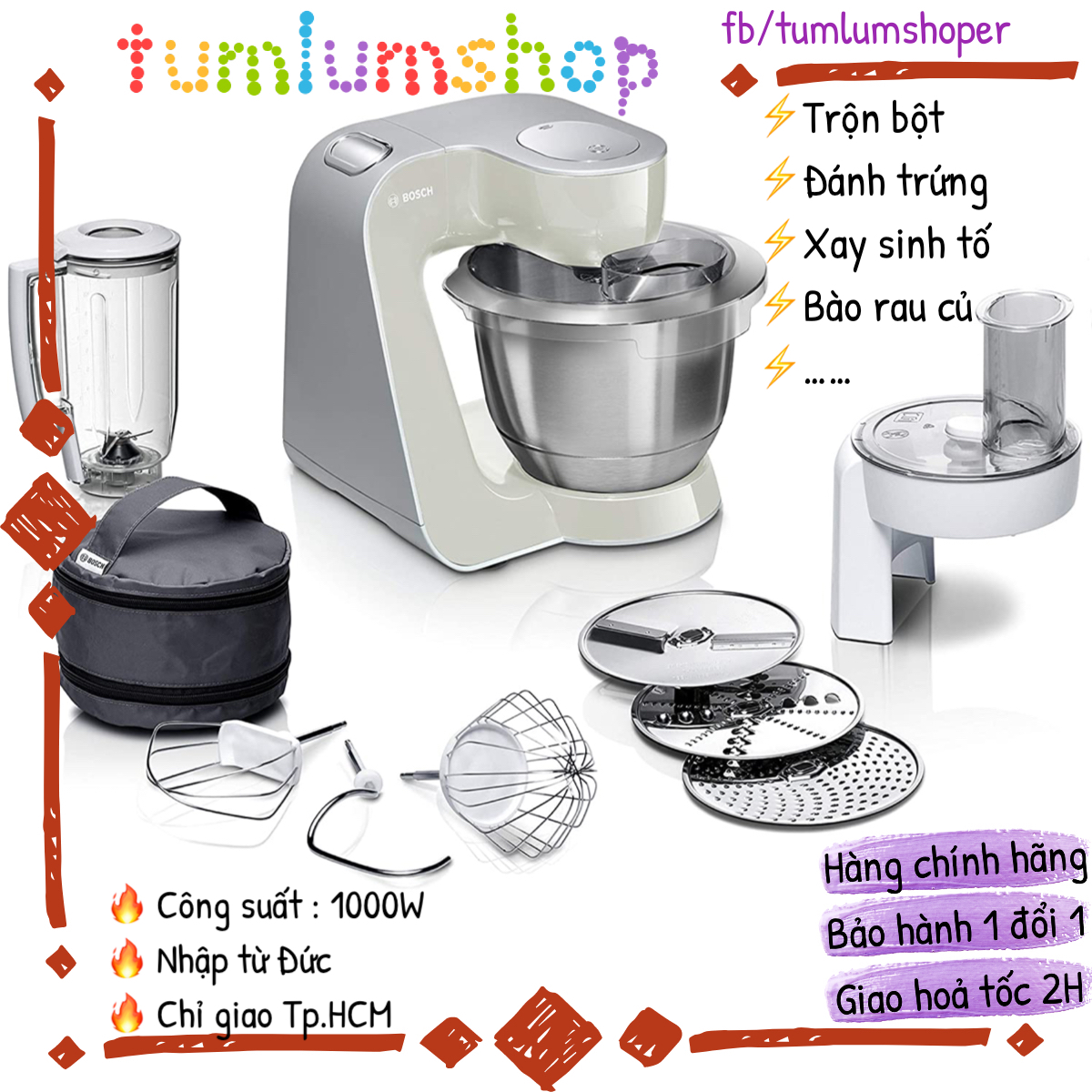Máy trộn bột bosch mum5 creation line - 1000w