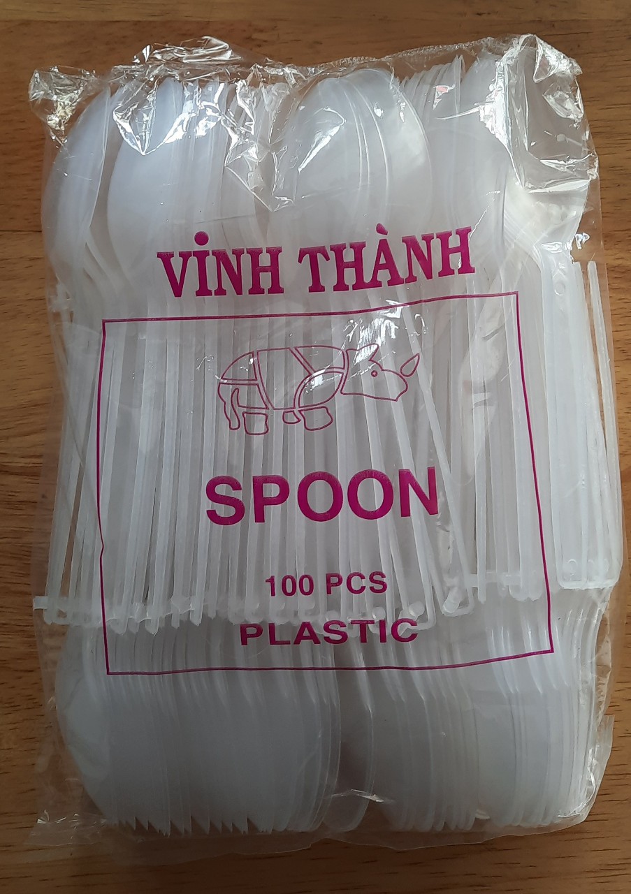 Túi 100 muỗng,thìa nhựa dùng 1 lần ăn cơm hộp,xôi,chè