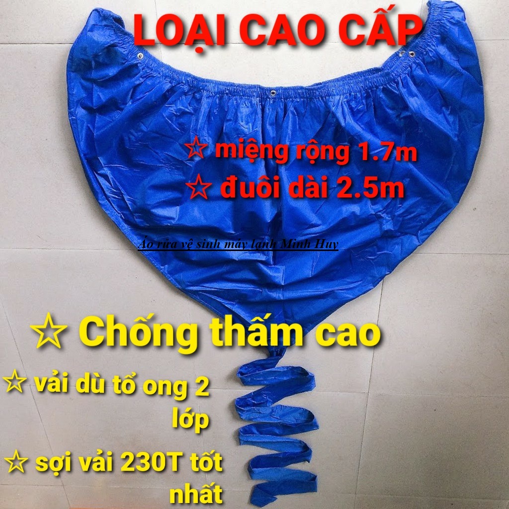 [HCM](SẴN - TP. HCM) (loại xịn - tặng dây sỏ) Túi vệ sinh máy lạnh tốt - vải dù cao cấp dài 3 mét miệng rộng 1.7m - Áo bạt trùm rửa vệ sinh máy lạnh