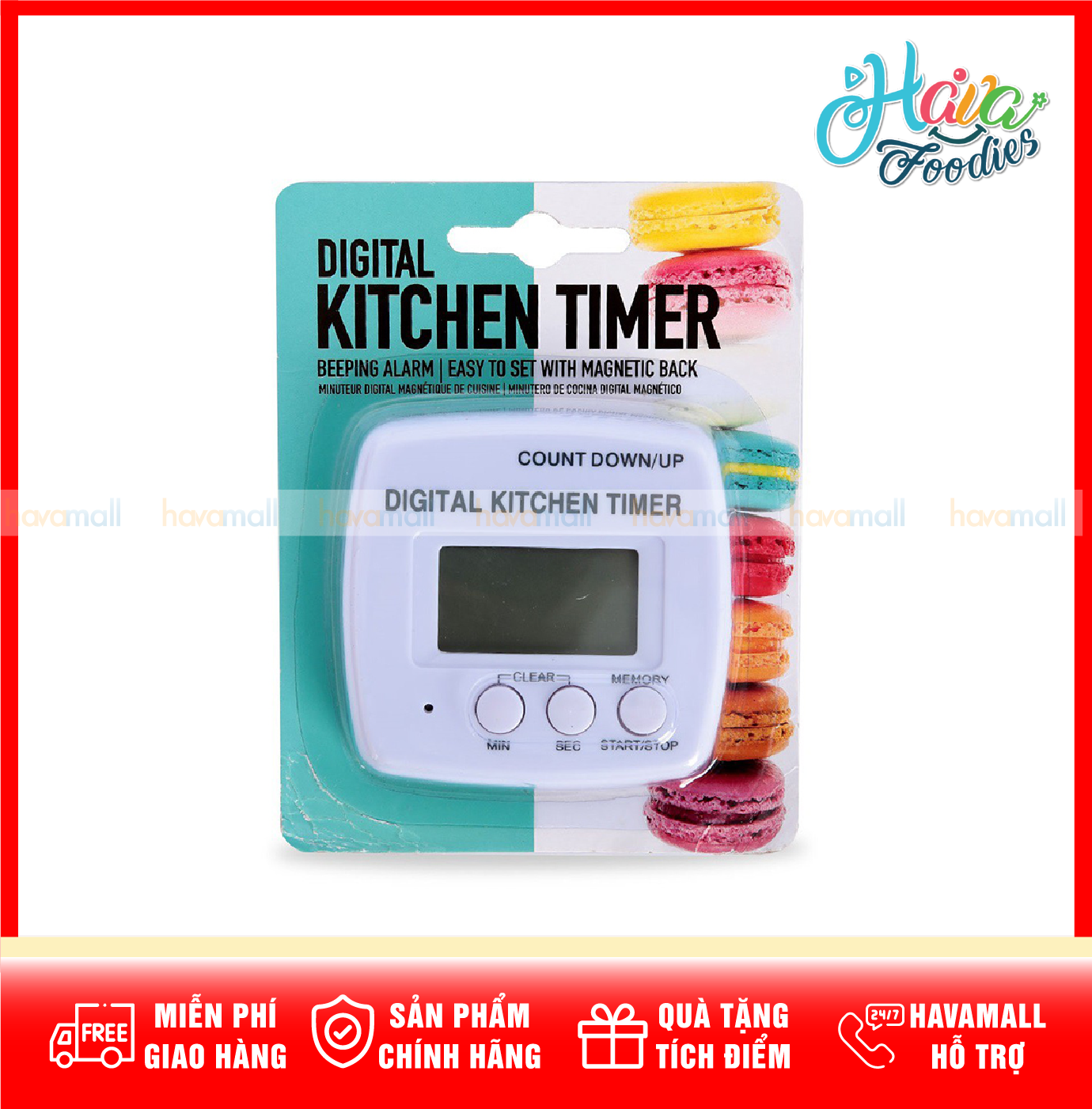 Đồng hồ điện tử canh thời gian chế biến thực phẩm có nam châm uncle bills