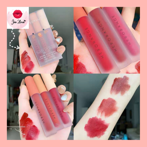 [TRỢ GIÁ 5K KHI FOLLOW SHOP + FREESHIP] Set 3 son kem Herorange Fluffy Lip Glaze