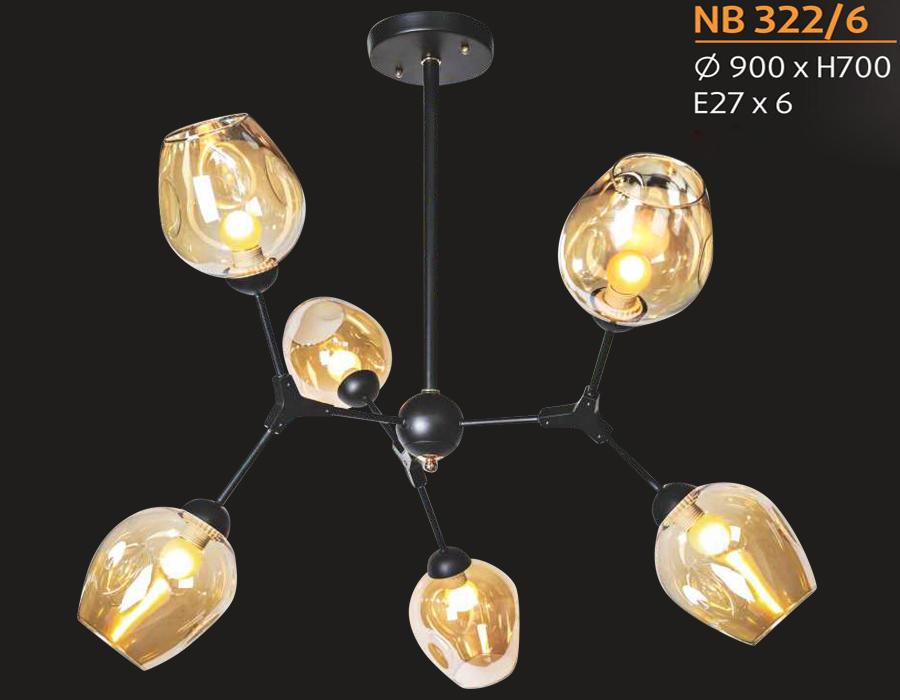 Đèn thả trần -treo tường trang trí kiểu hiện đại VKT-NB-322/6 Tặng kèm bóng đèn chuyên dụng )