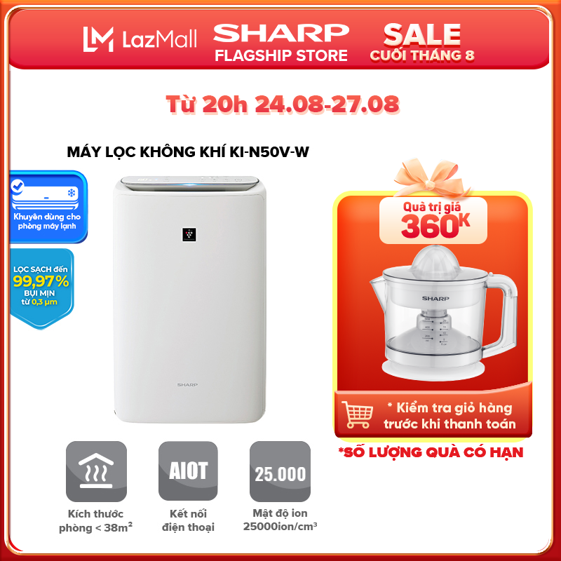Máy lọc không khí và tạo ẩm Sharp KI-N50V-W - Hàng chính hãng bảo hành 12 tháng