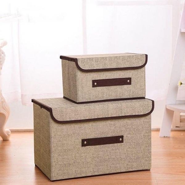 Set 2 Hộp Đựng Đồ Quần Áo Đồ Chơi Đa Năng Bằng Vải Cứng Cáp Có Nắp Đậy(Màu ngẫu nhiên)