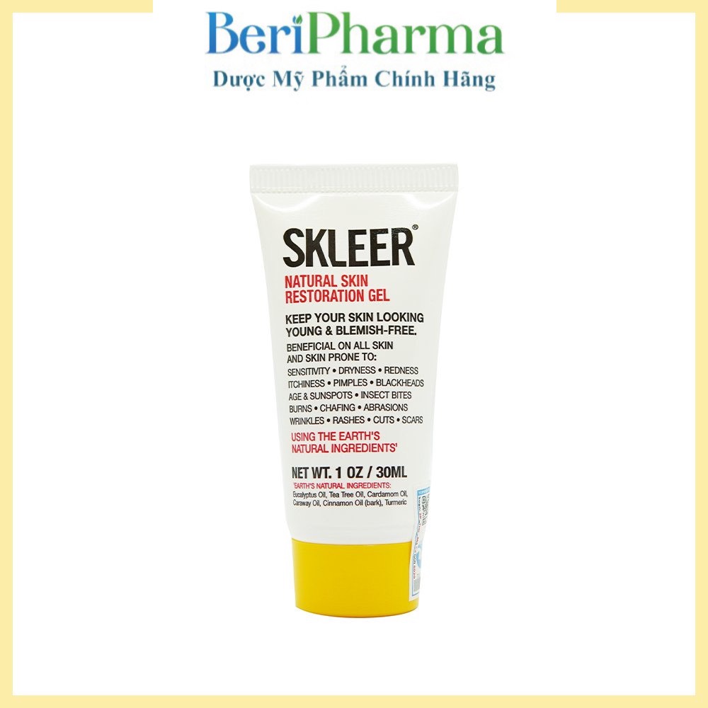 Skleer gel dưỡng ẩm và phục hồi da natural skin restoration gel 30ml